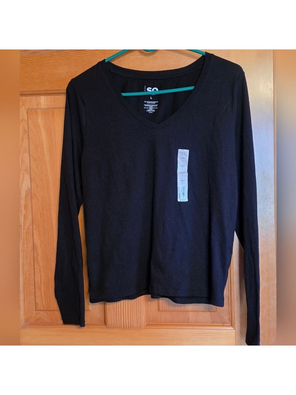 SO Black V Neck Long Sleeve Top NWT